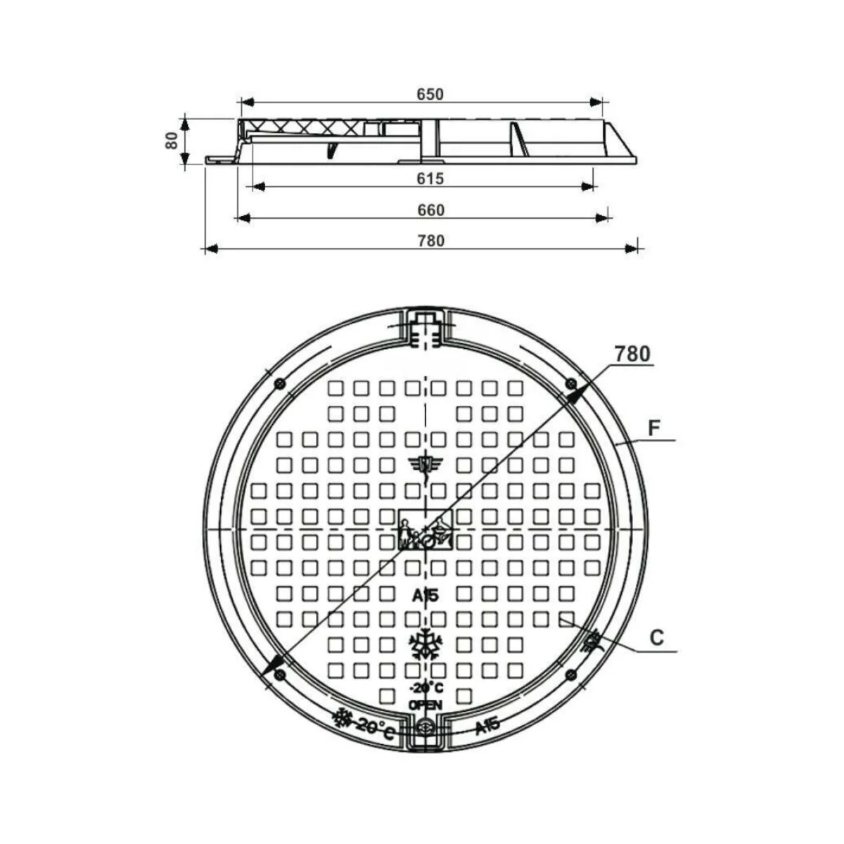 Schachtdeckel 78cm Schachtabdeckung rund A15 belastbar bis 1,5t - Image 8