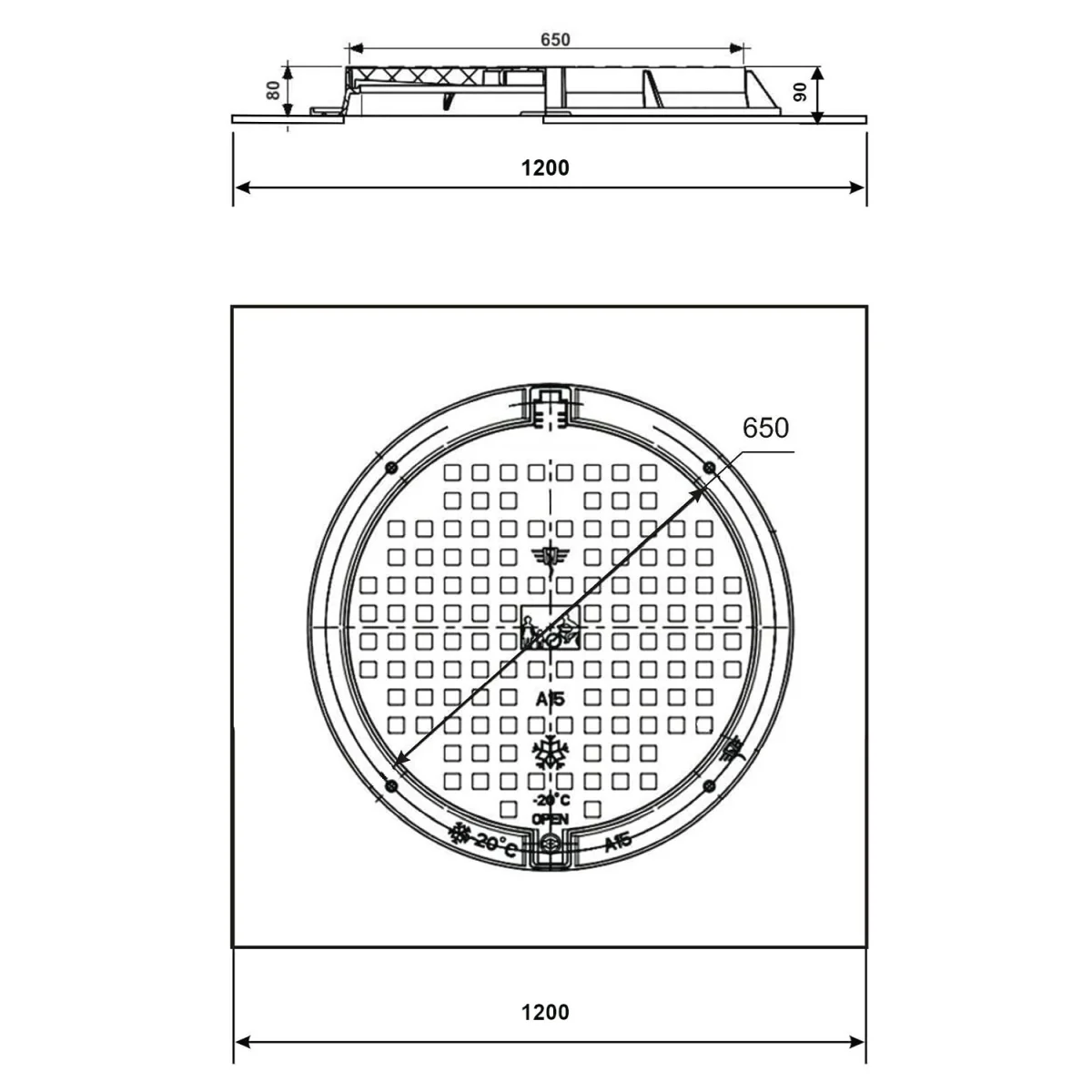 Schachtdeckel 120cm Schachtabdeckung eckig - Image 5