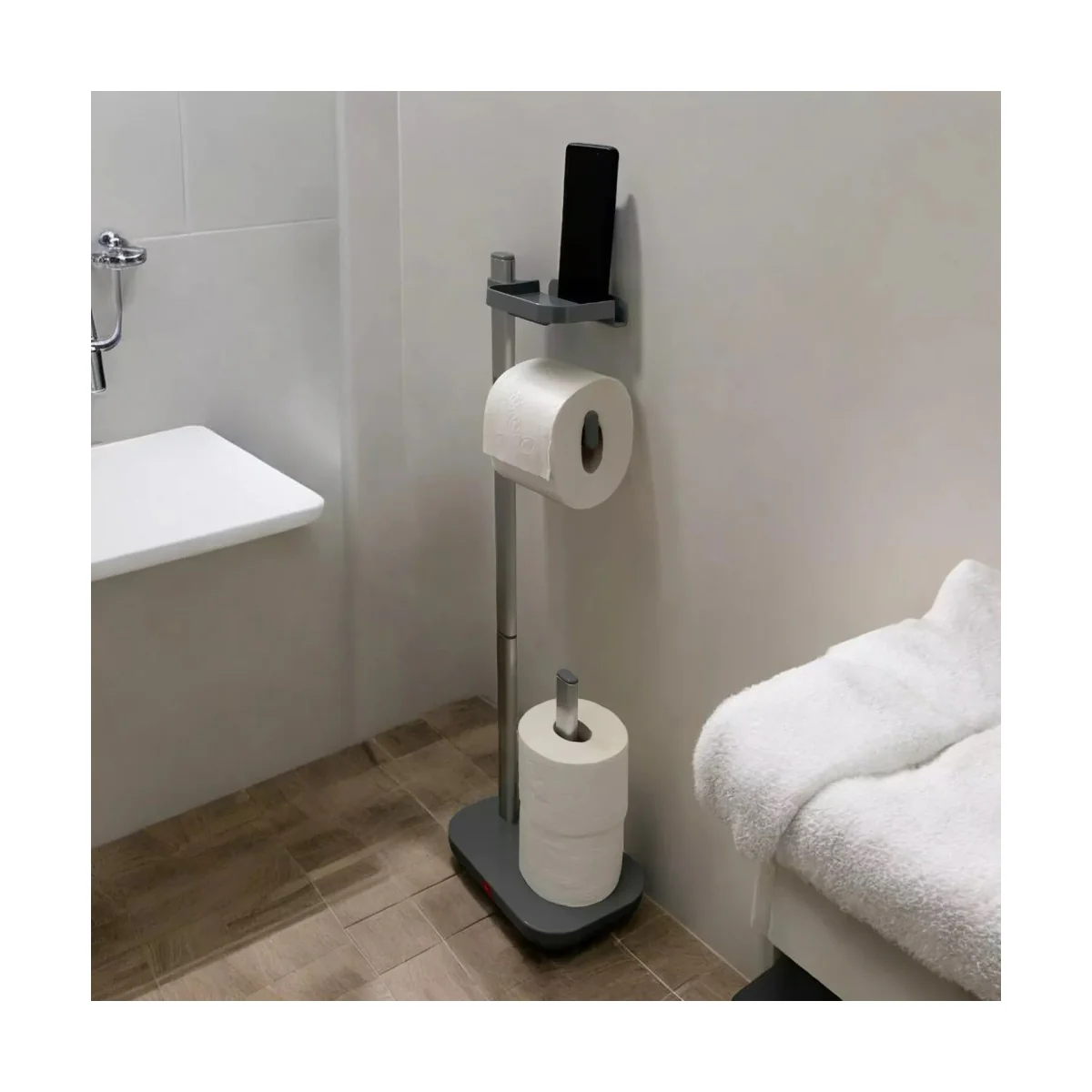 Toilettenpapierhalter Mit Ablage für Handy Ohne Bohren WC Halterung - Image 10