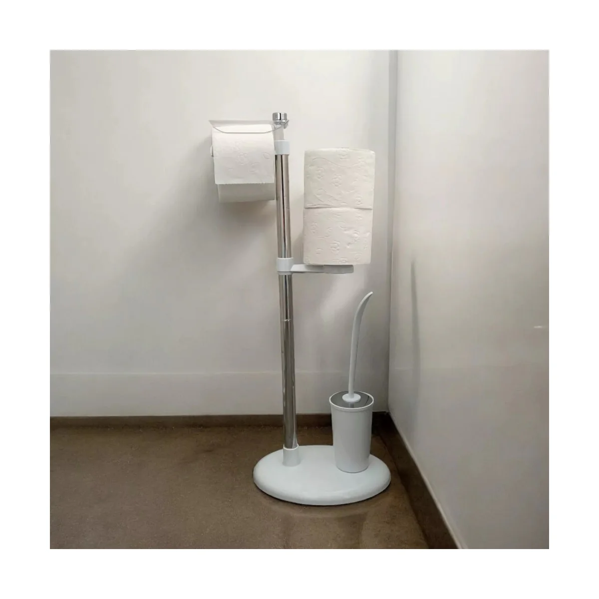 Toilettenpapierhalter mit Toilettenbürste Ohne Bohren Klopapierhalter - Image 7