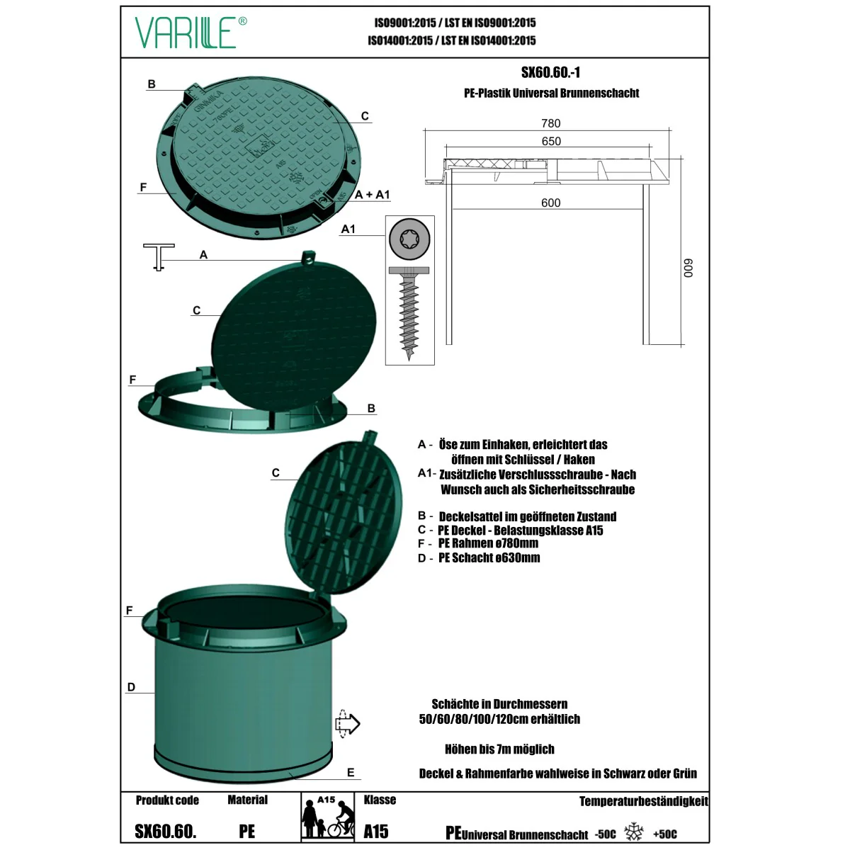 Revisionsschacht 60x60cm Kontrollschacht mit Schachtdeckel - Image 15